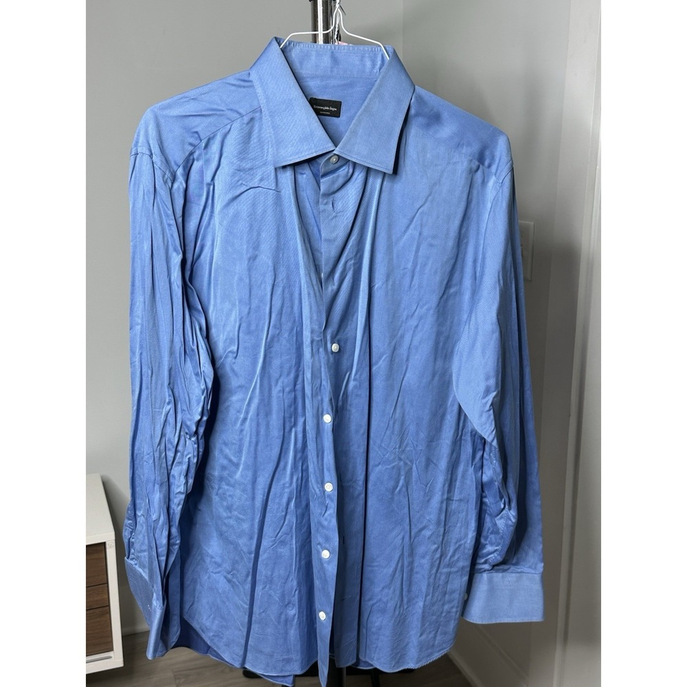 Ermenegildo Zegna Mens 46/18  Button Front Long Sleeve Dress Shirt